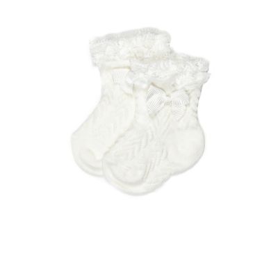 Mini girls cream frilly socks pack